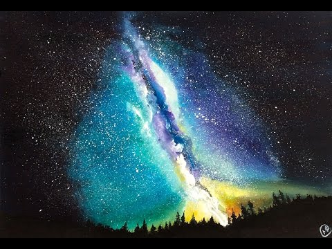 480x360 Watercolor And White Gouache Northern Lights Painting - White Gouache Watercolor
