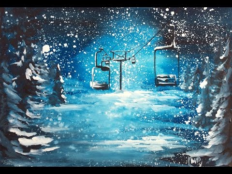 480x360 Watercolor And White Gouache Ski Lifts 2 Painting Demo - White Gouache Watercolor