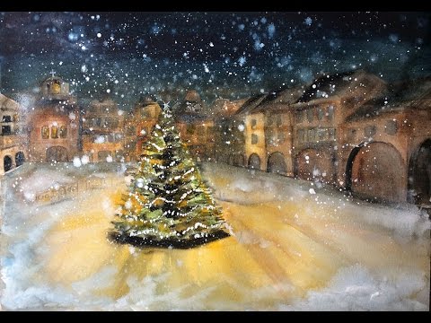 480x360 Watercolor And White Gouache Snow Flakes Painting Demonstration - White Gouache Watercolor