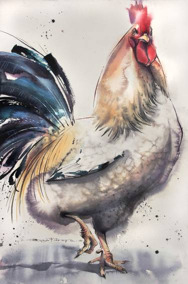 375x567 White Knight Painting By Olga Flerova Saatchi Art - White Knight Watercolor