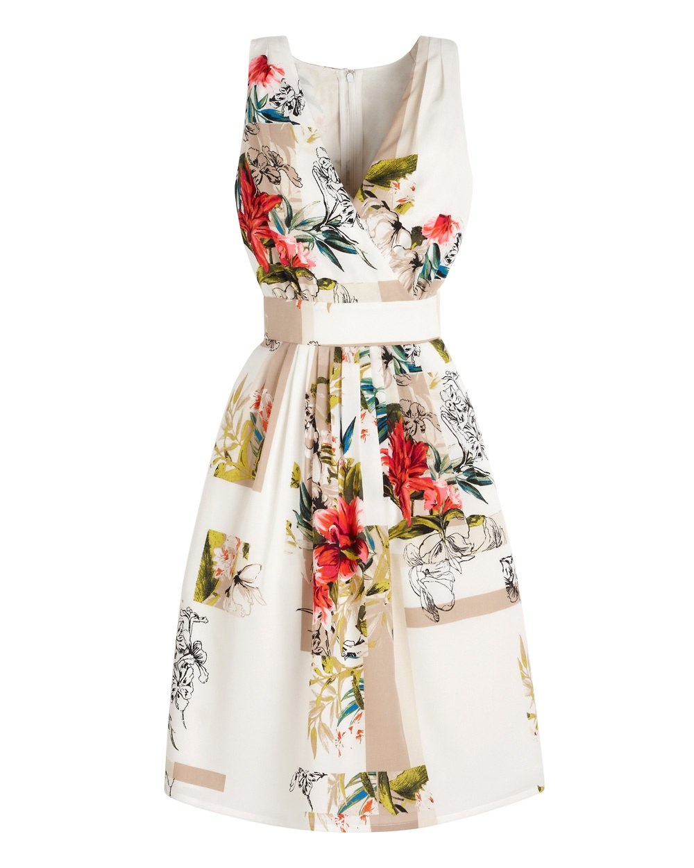 1000x1250 Sleeveless Watercolor Floral Dress - White Watercolor Dress