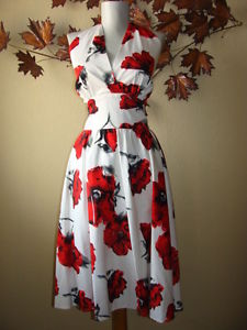 225x300 Stop Staring 7 Year Itch White Watercolor Red Floral Usa Halter - White Watercolor Dress