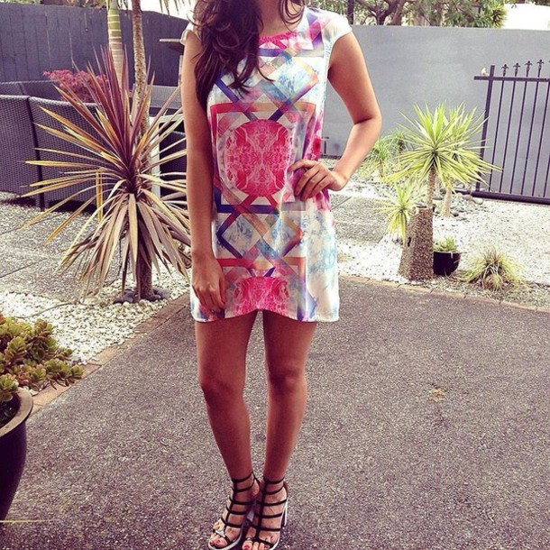 610x610 Dress, Watercolor Dress, Colour Block, Colorblock, Geometric Print - White Watercolor Dress