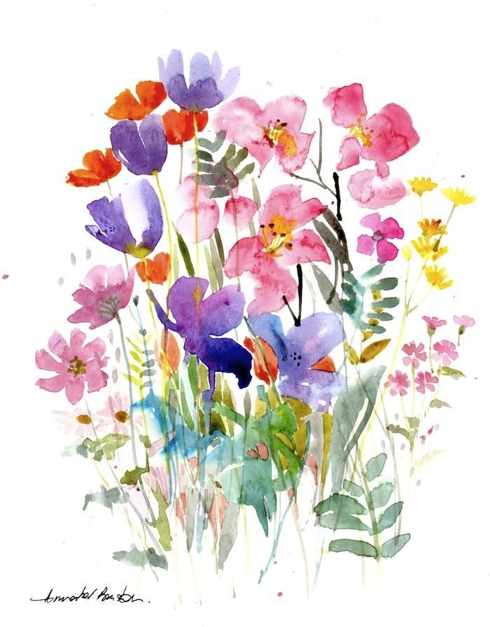 Wildflower Watercolor Paintings at PaintingValley.com | Explore ...