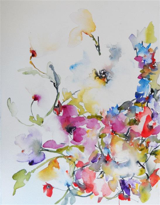 547x700 Spring Blooms Ii By Karin Johannesson - Wildflower Watercolor Paintings