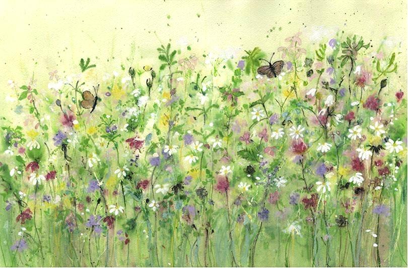810x534 Wildflower Painting Butterfly Meadow Original Watercolor Marykathryn - Wildflower Watercolor Paintings