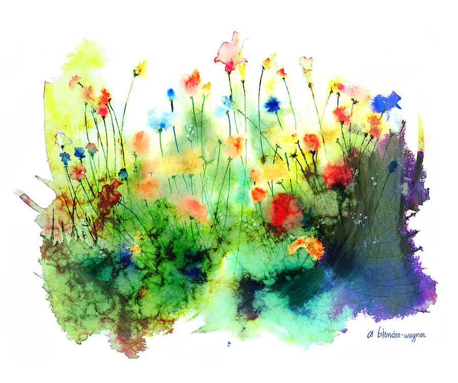 900x754 Wildflowers Painting By Arline Wagner - Wildflower Watercolor Paintings