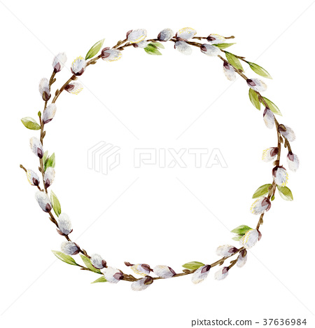 450x468 Watercolor Willow Tree Wreath - Willow Watercolor