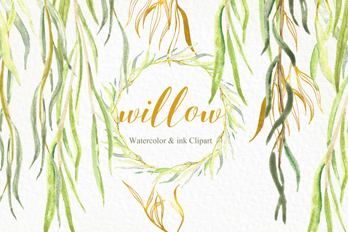 1160x772 Willow Branches. Watercolor Clipart. By Labfcreations - Willow Watercolor