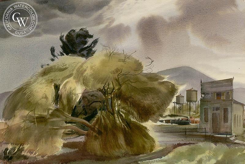800x535 Desert Station Weeping Willow, 1937, Art By James Hollins Patrick - Willow Watercolor
