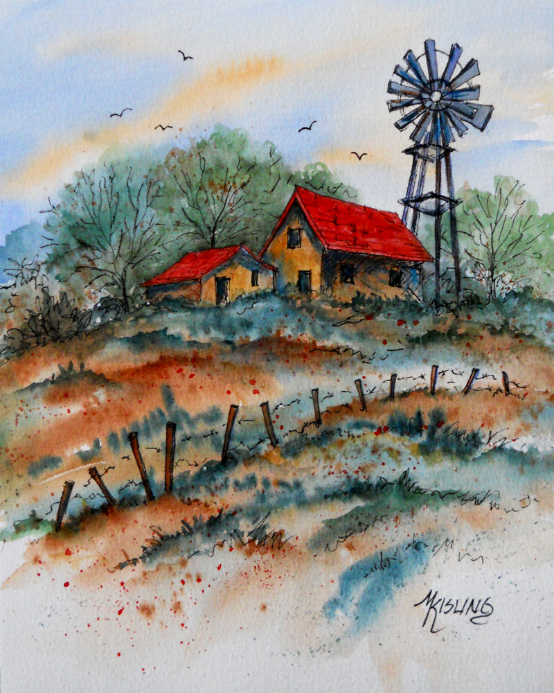 800x1000 Martha Kisling Art With Heart Country Windmill - Windmill Watercolor