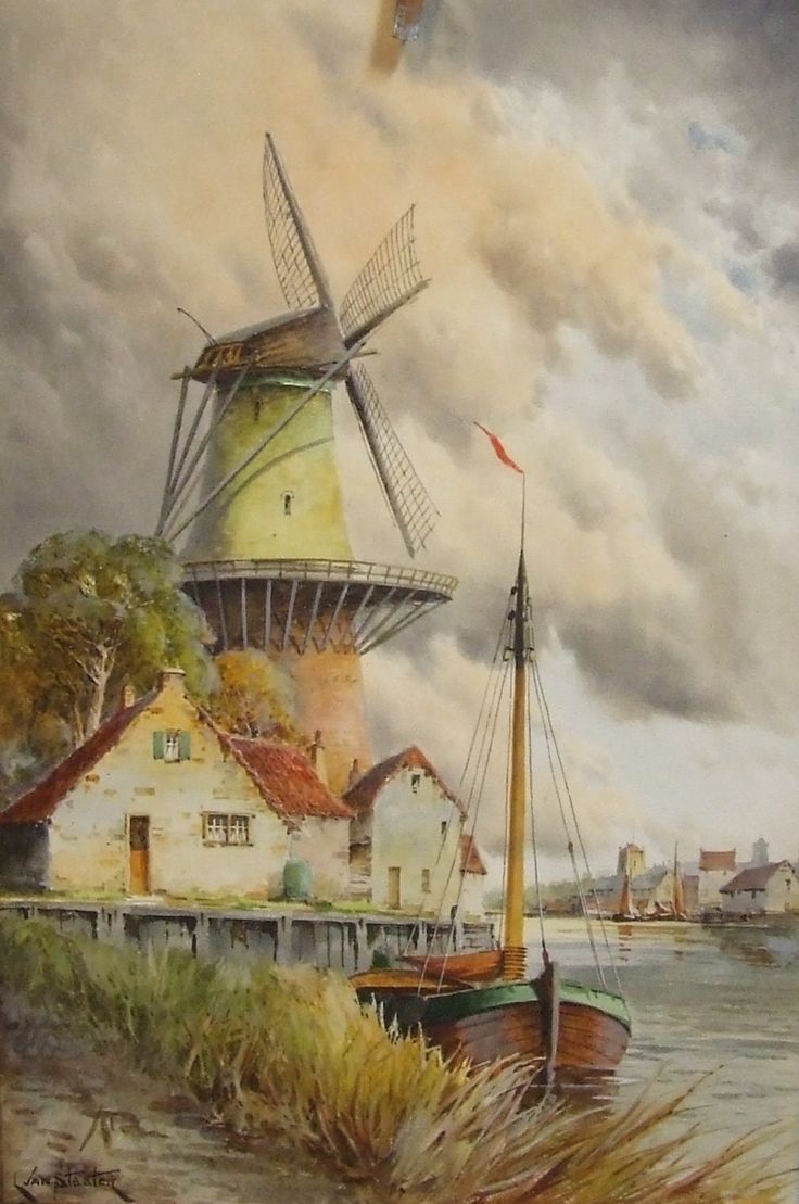 736x1109 Pin By Basut On Sanat In 2018 Windmill - Windmill Watercolor