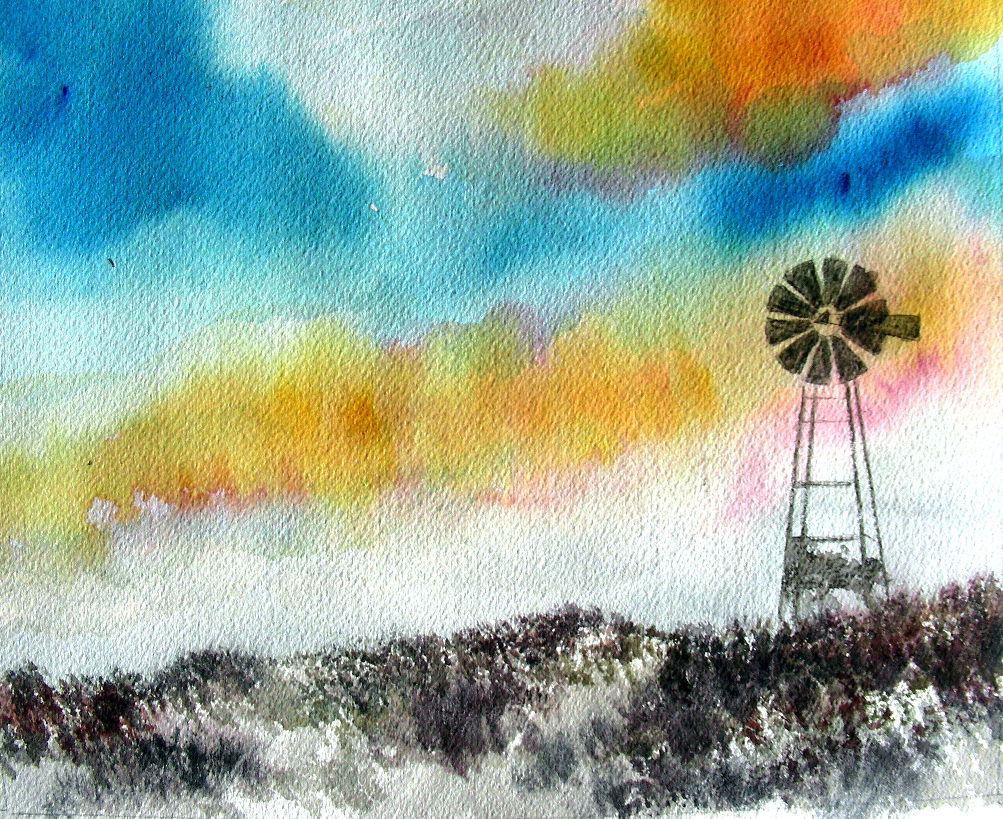3200x2613 Finished My Third Windmill Watercolor Sketch Recollections 54 - Windmill Watercolor