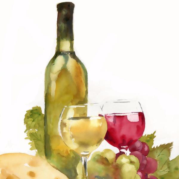 600x600 Original Watercolor Painting Wine Art Food Art Wine And - Wine Bottle Watercolor