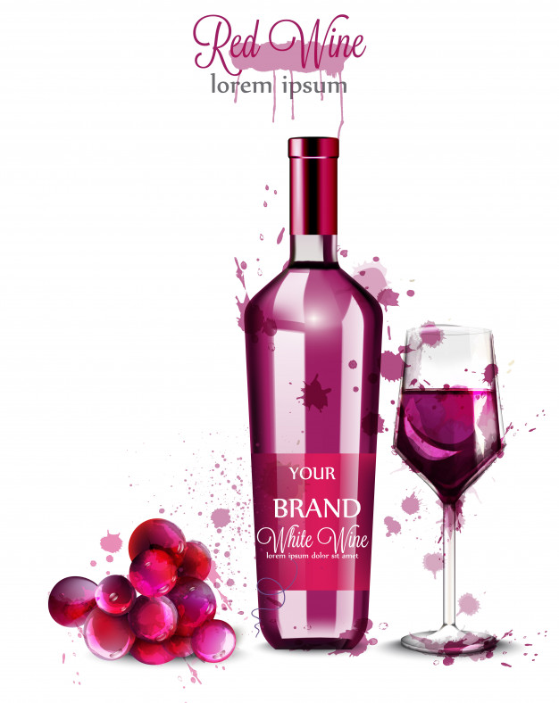 626x788 Red Wine Bottle Watercolor Vector Premium Download - Wine Bottle Watercolor