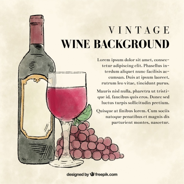 626x626 Vintage Watercolor Background With Wine Bottle And Glass Vector - Wine Bottle Watercolor