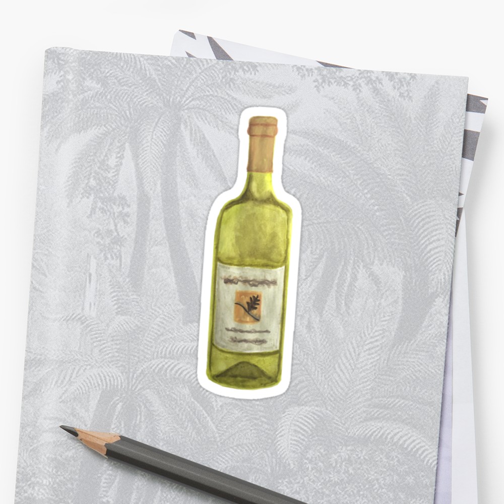 1000x1000 Watercolor Wine Bottle Stickers By Mynameisliana Redbubble - Wine Bottle Watercolor