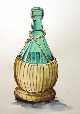 Wine Bottle Watercolor at PaintingValley.com | Explore collection of ...