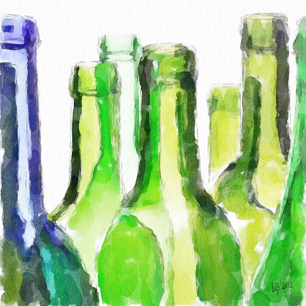Рисунки стеклянных бутылок