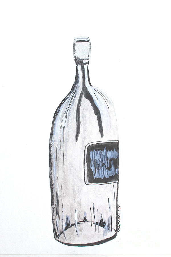 600x900 Large Clear Wine Bottle - Wine Bottle Watercolor