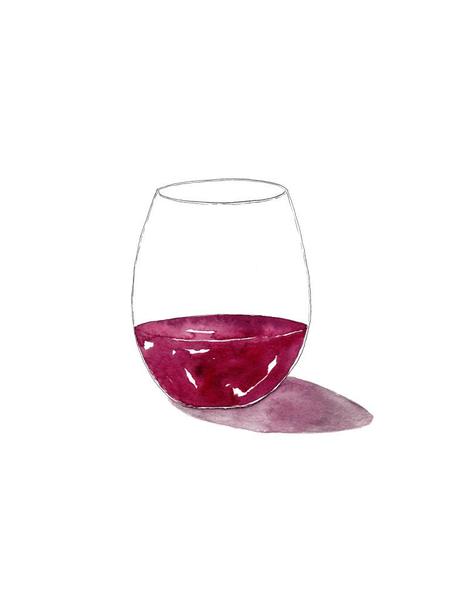 450x600 Red Wine Watercolor Art Print Marcella Kriebel Art + Illustration - Wine Watercolor
