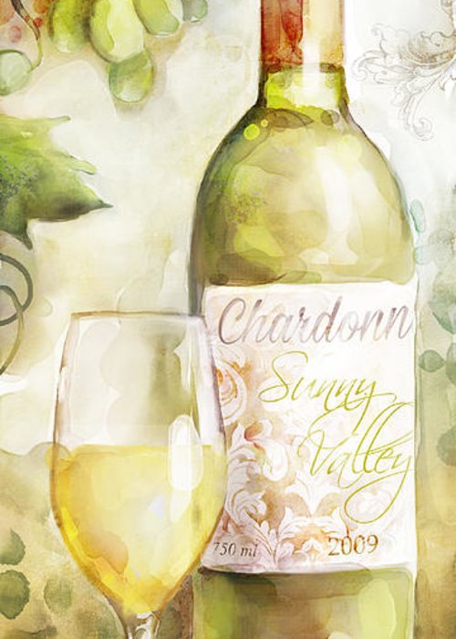 500x700 White Wine Watercolor Greeting Card For Sale By Mauro Devereaux - Wine Watercolor
