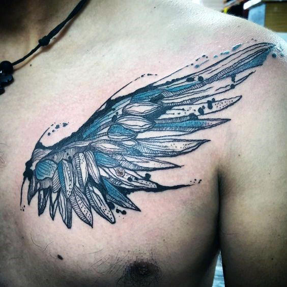 564x564 40 Wing Chest Tattoo Designs For Men - Wings Watercolor