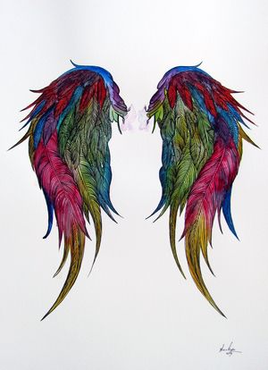 300x414 Wings Watercolor Painting By Www.fiona Risunki In - Wings Watercolor