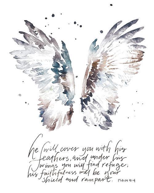 500x625 Angel Wings Watercolor Art With Bible Quote Angels In 2018 - Wings Watercolor