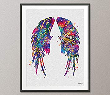 355x307 Wings Watercolor Angel Wings Print Feathers Art Print - Wings Watercolor