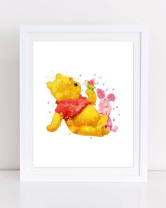 570x713 70% Winnie The Pooh Watercolor Piglet Poster Winnie The Pooh Etsy - Winnie The Pooh Watercolor