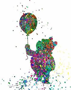 236x300 Abstract Watercolor Splatter Silhouette Art Print Winnie The Pooh - Winnie The Pooh Watercolor