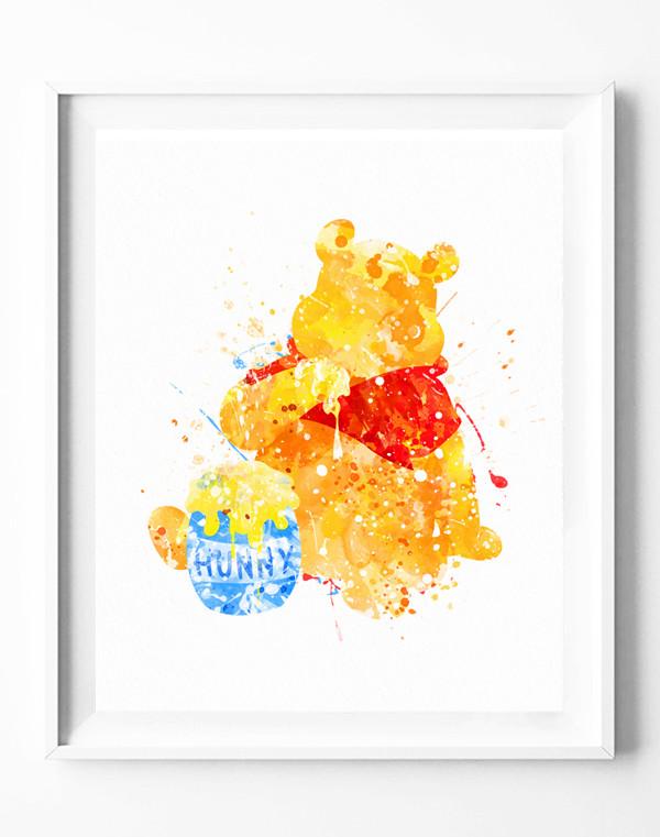 600x761 Disney Winnie The Pooh Art Print Poster Watercolor Painting Wall - Winnie The Pooh Watercolor