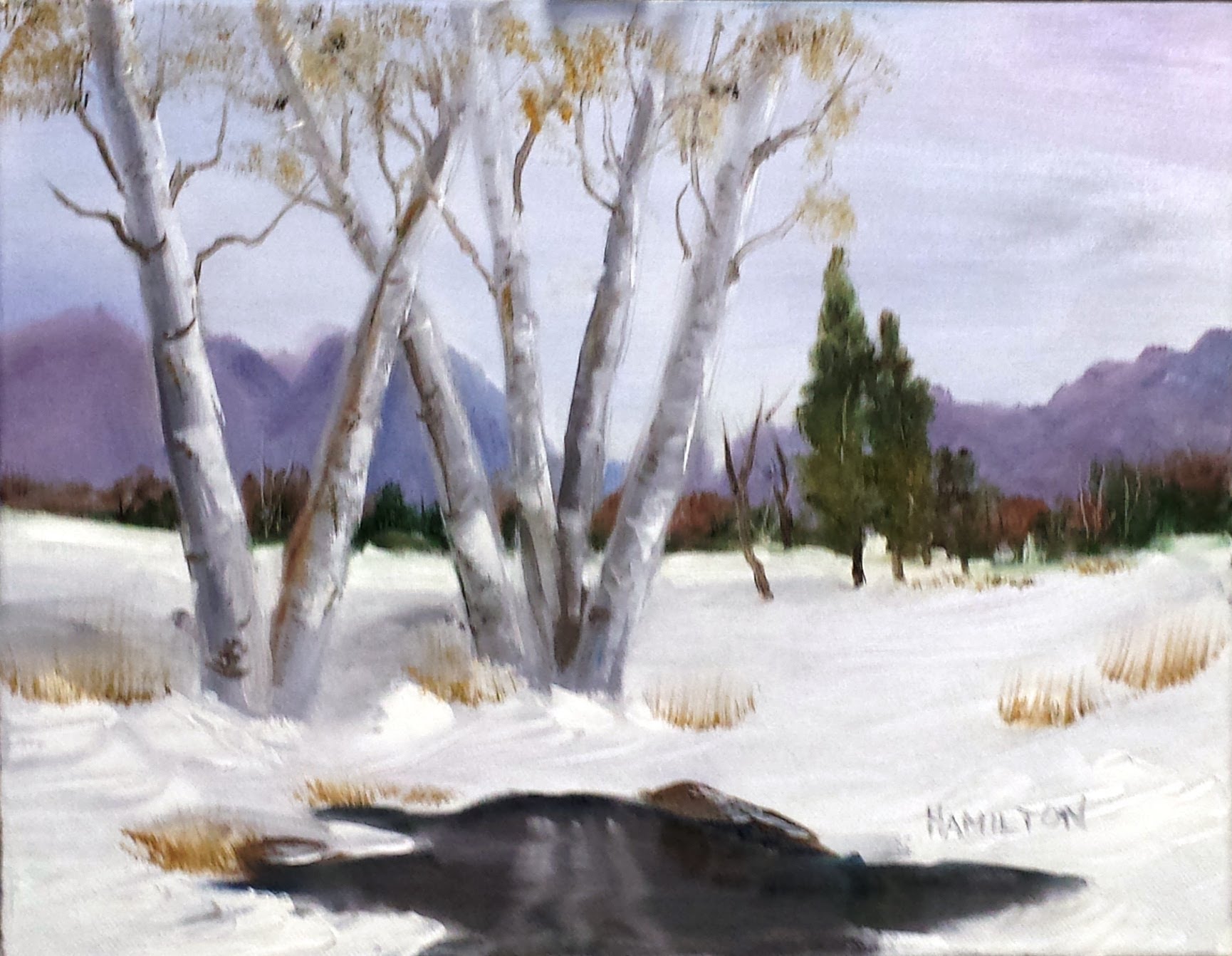 1730x1342 Paint Along With Larry Hamilton - Winter Birch Trees Watercolor