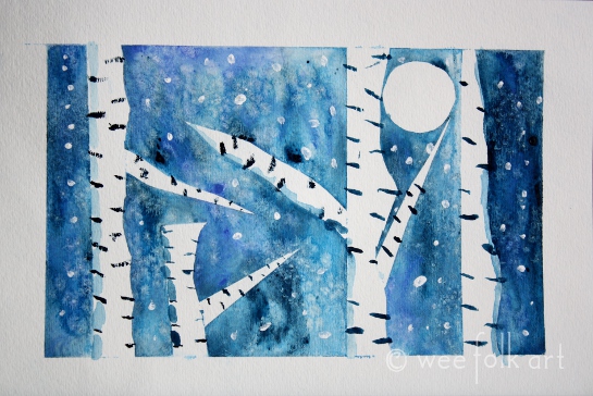 545x364 Winter Birch Trees - Winter Birch Trees Watercolor
