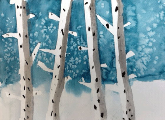 560x407 Winter Birch Trees Free Lesson Plan Download - Winter Birch Trees Watercolor