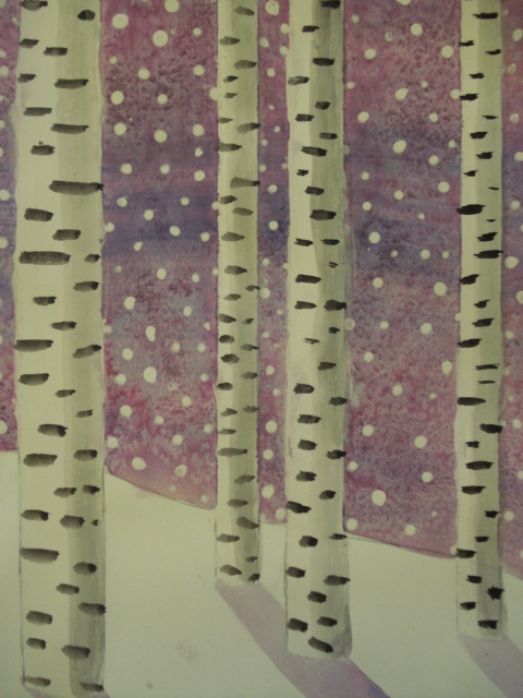 480x640 A Faithful Attempt Birch Trees In Winter Watercolors - Winter Birch Trees Watercolor