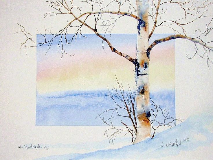736x554 Diy Beauty Amp Face Masks Original Watercolor Painting Art - Winter Birch Trees Watercolor