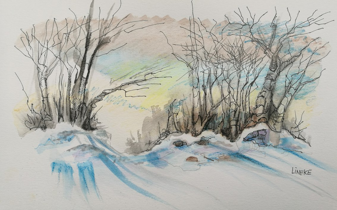 1134x705 Winter Landscape Watercolor Paintings - Winter Landscape Watercolor Paintings