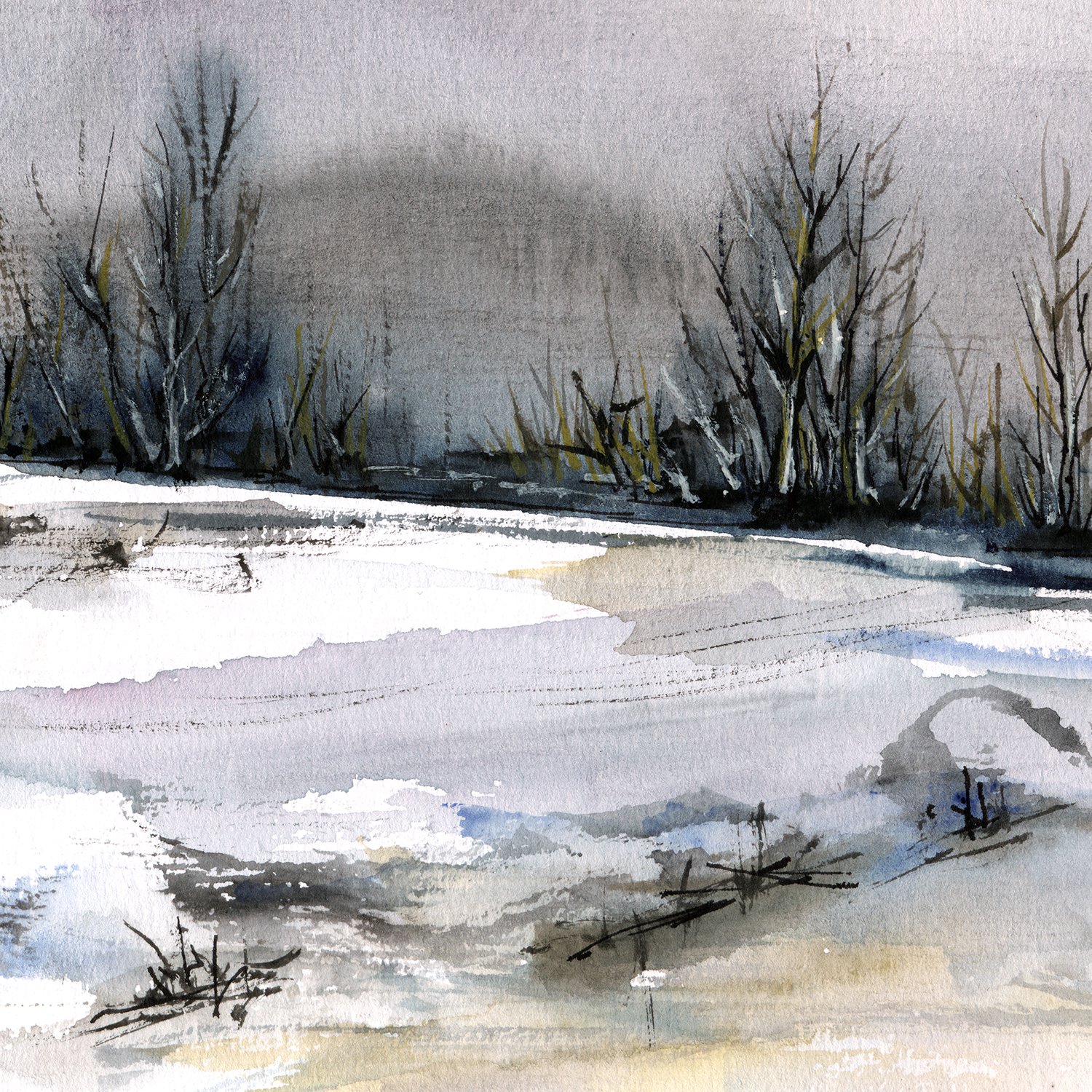 1500x1500 Winter Landscape - Winter Landscape Watercolor Paintings