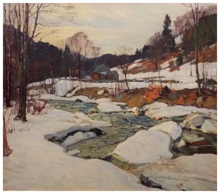 740x652 Aldro Thompson Hibbard Oil Painting Winter Landscape New - Winter Landscape Watercolor Paintings