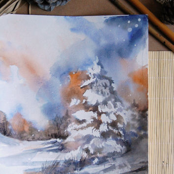 354x354 Best Winter Watercolor Paintings Products On Wanelo - Winter Landscape Watercolor Paintings