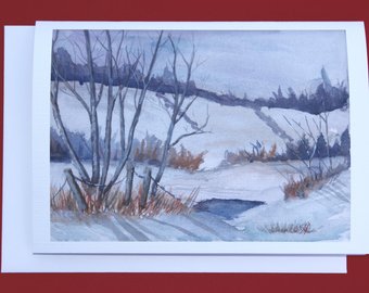 340x270 Items Similar To Field Of Frost Yuletide Greeting Card Yule - Winter Solstice Watercolor