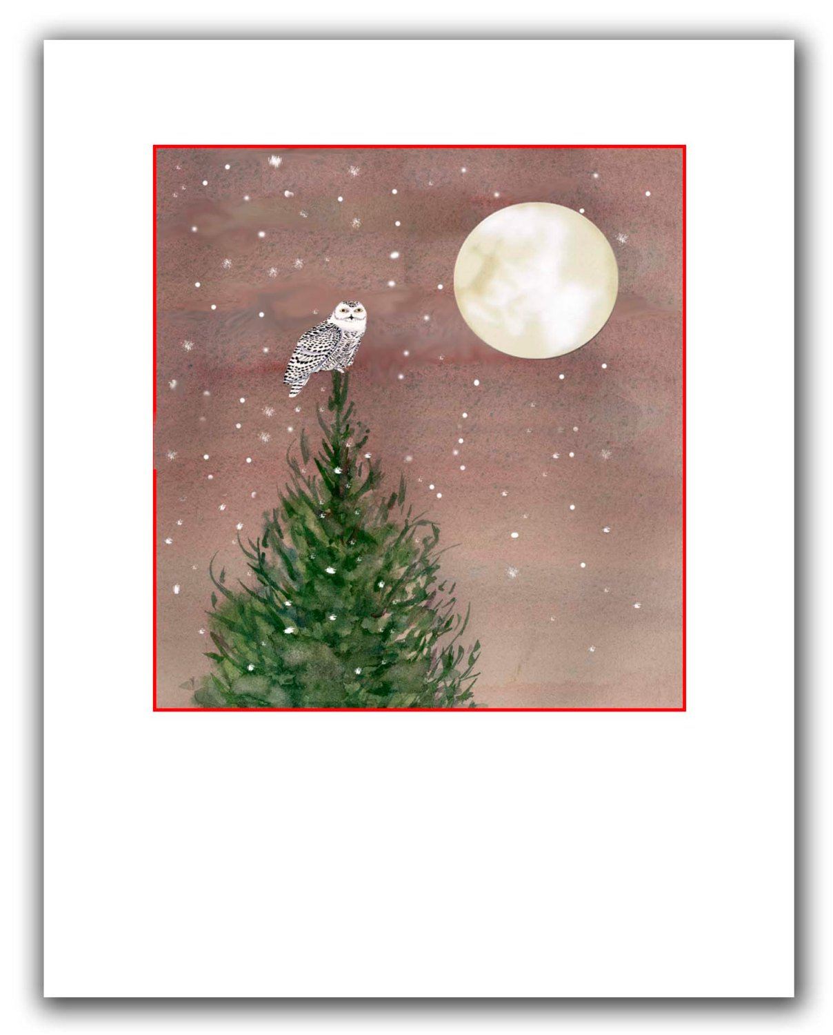 1208x1500 Snowy Owl Christmas Cards. Watercolor Christmas Cards - Winter Solstice Watercolor