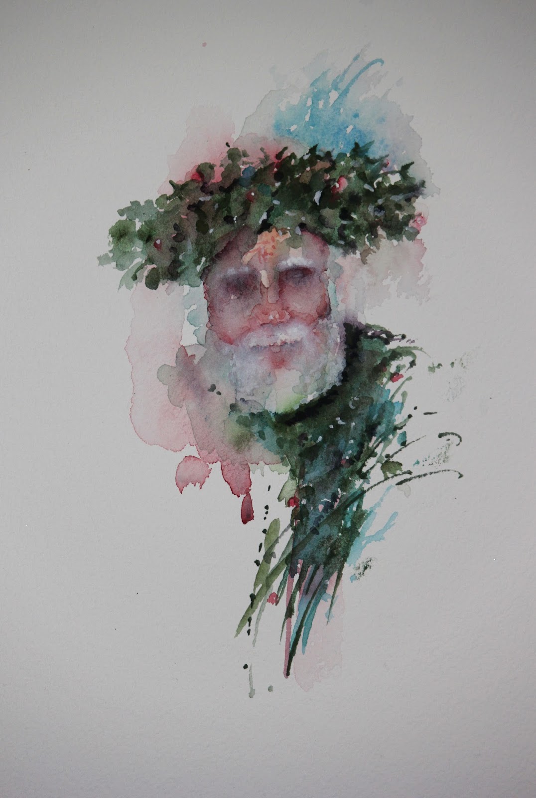 1076x1600 Watercolours With Life The Holly King Winter Solstice 2016 - Winter Solstice Watercolor