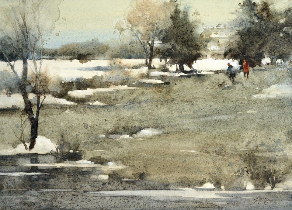 960x691 After The Winter Watercolor Demo By Jasmine - Winter Solstice Watercolor