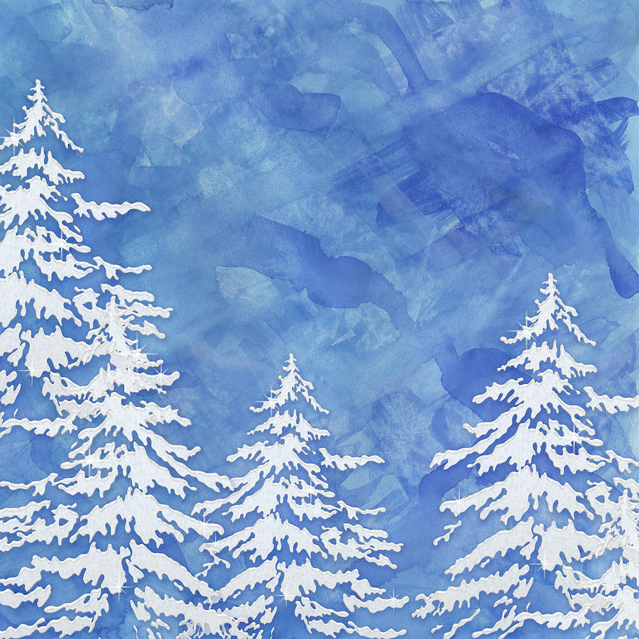 900x900 Modern Watercolor Winter Abstract - Winter Watercolor