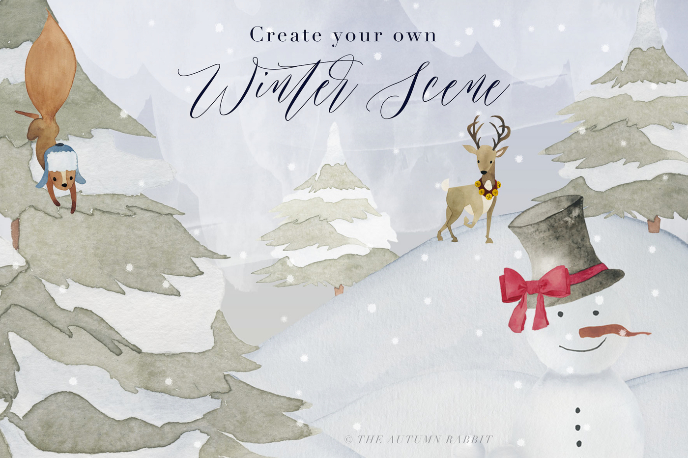 1400x932 Scene Creator Amp Clipart - Winter Watercolor
