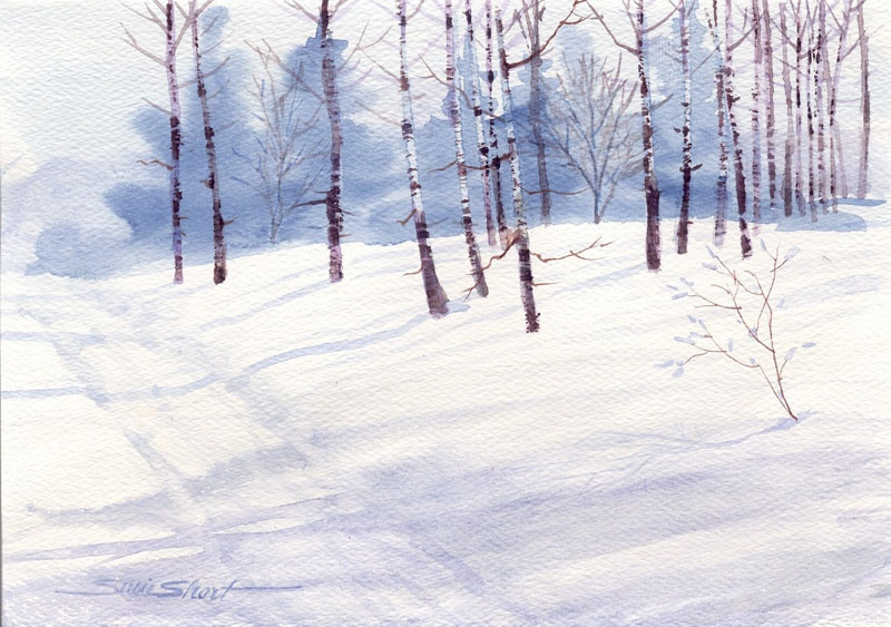 800x563 Susie Short Watercolor Winter Landscape - Winter Watercolor