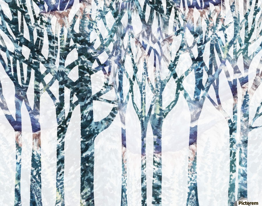 900x707 Watercolor Forest Silhouette Winter - Winter Watercolor